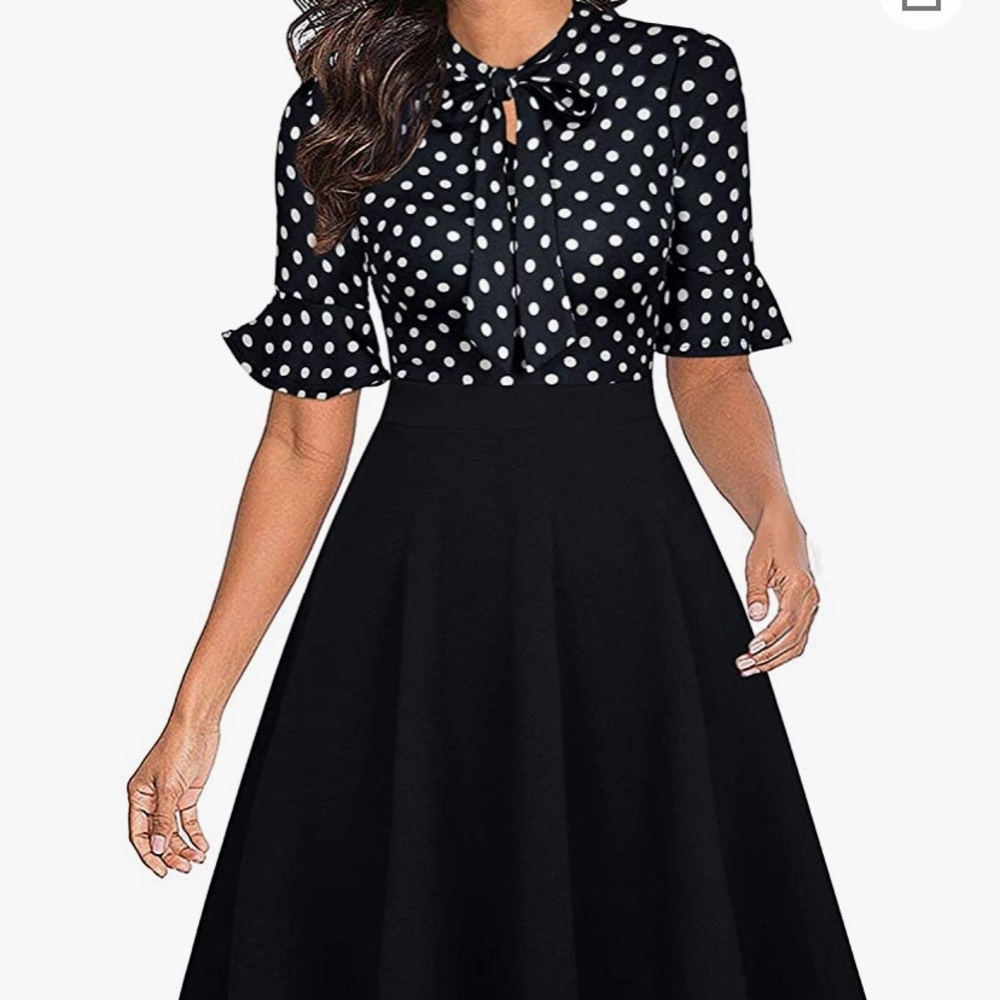 Polka dot fit and flare dress, vintage inspired